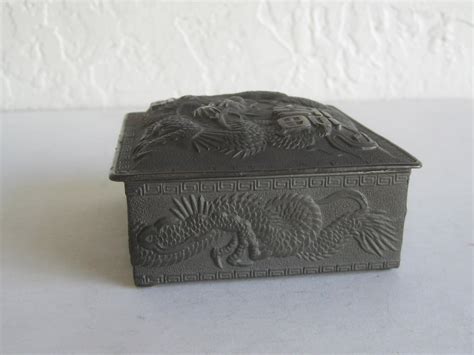 metal japanese box with dragons and honeycomb bottom|Antique Japanese Metal Relief Dragon Design Lidded .